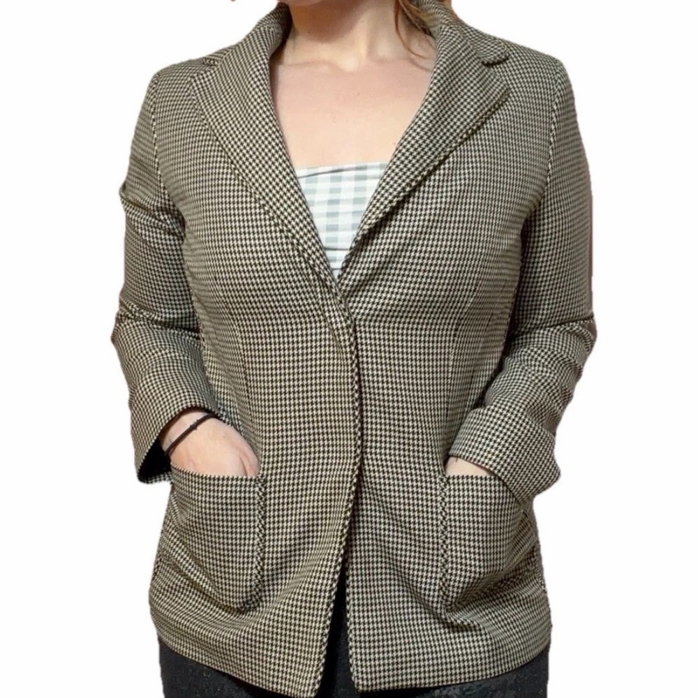 VTG Liz Claiborne Sz 6 Houndstooth Blazer Jacket Button Shoulder Pads 90s Y2K